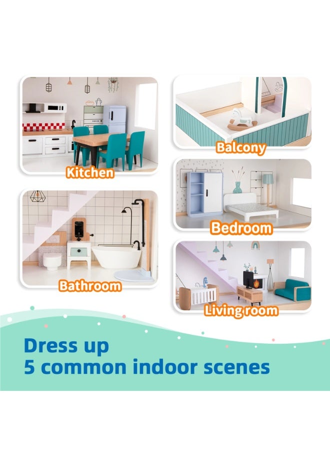 توكي توي لعبة لعب تخيلي – بيت دمى خشبي كبير للأطفالTOOKY TOY - Image 5